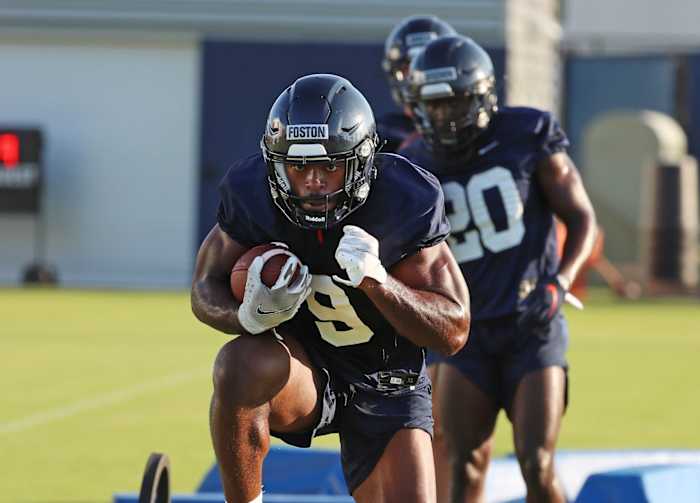 Virginia funning back Amaad Foston practicing.